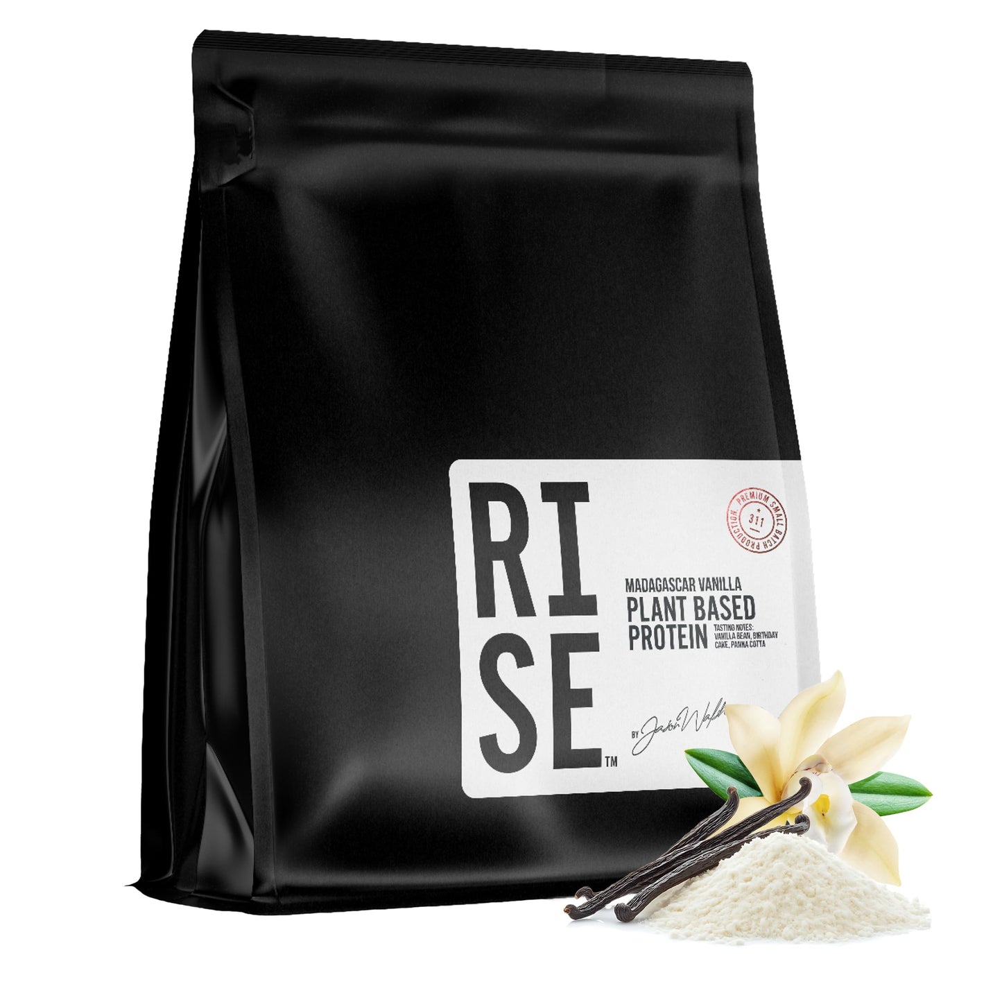 RISE311 Vanilla Plant-Based Protein Powder for Women & Men, Easy to Digest, Delicious Madagascar Vanilla Bean Powder Supports Overall Well-Being, 15 Servings/Pouch, 30g