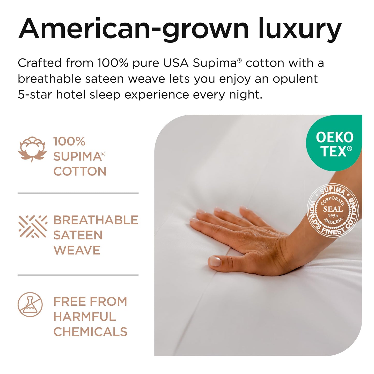 Threadmill Supima Cotton Sheets Queen | 656 Thread Count Queen Sheets for Queen Mattress | 4 Piece Luxury Bed Sheet | Sateen Weave Hotel Quality Sheet with Elasticized Deep Pocket| White Sheet