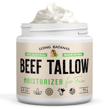 Going Batanas Grass Fed Beef Tallow for Face & Skin (2.6oz) - Hand Made Whipped Tallow Face & Body Moisturizer - Made in USA