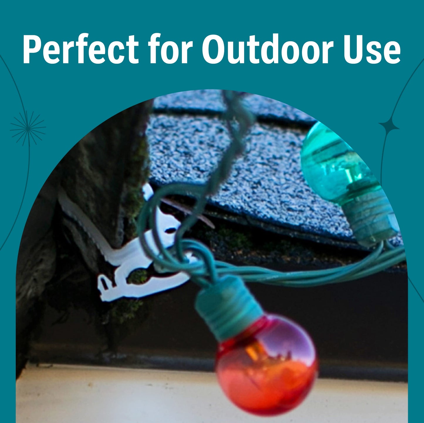 Holiday Joy 200 PCS of All Purpose Gutter Hooks for Outdoor String Lights - Quick & Easy Installation Christmas Lights Clips for Shingles & Gutters - Patent Design String Light Hooks - Made in USA