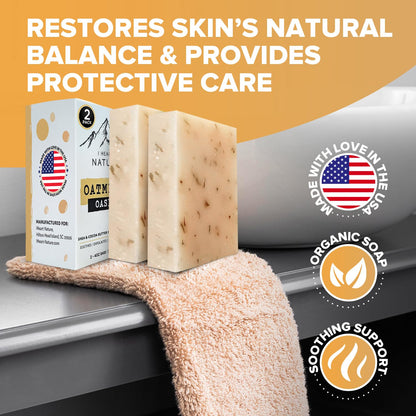 iHeart Gentle Moisture Oatmeal Eczema Soap (2 Packs) with Olive Oil and Shea Butter - Hydrating, Nourishing, Cleansing, and Soothing for Sensitive Skin - Infused with Honey, Oats, and Rosemary