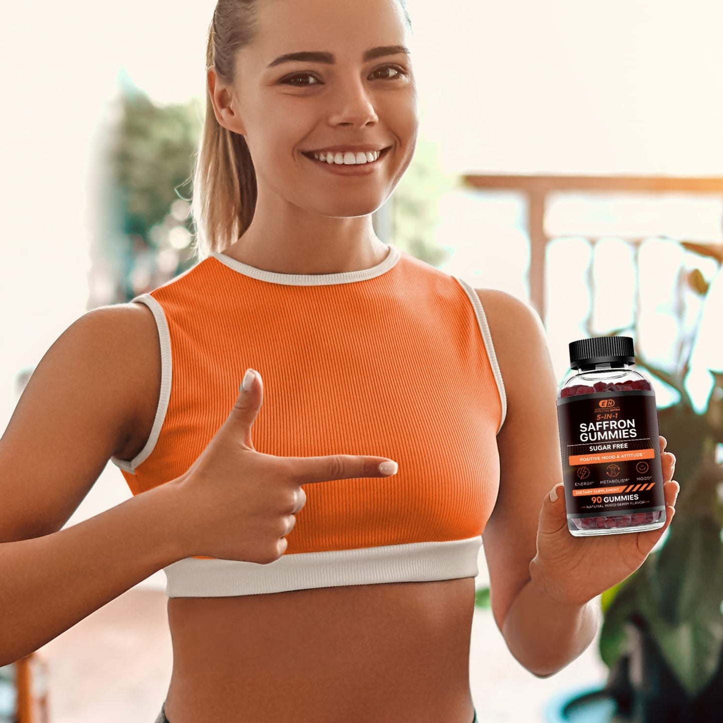 EFFECTIVE NUTRA Saffron Gummies | Sugar-Free Supplement with Vitamin D2, Passion Flower, St. John’s Wort & GABA | Positive Mood, Digestion, Energy | Natural Berry Flavor, Made in USA (90 Count)