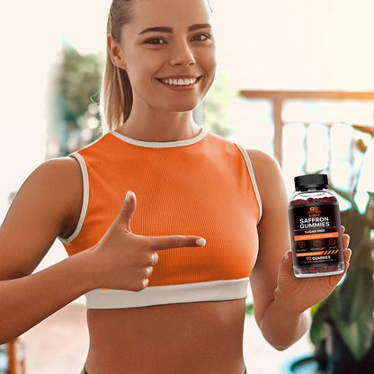 EFFECTIVE NUTRA Saffron Gummies | Sugar-Free Supplement with Vitamin D2, Passion Flower, St. John’s Wort & GABA | Positive Mood, Digestion, Energy | Natural Berry Flavor, Made in USA (90 Count)