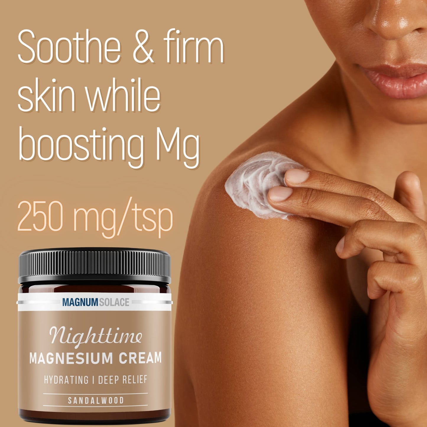 Magnesium Lotion – Nighttime Magnesium Cream – Apply to Leg Muscles, Arms or Chest - Topical Magnesium Chloride – USA Made and Safe for Kids (Sandalwood) 4 Fl Oz (Pack of 1)