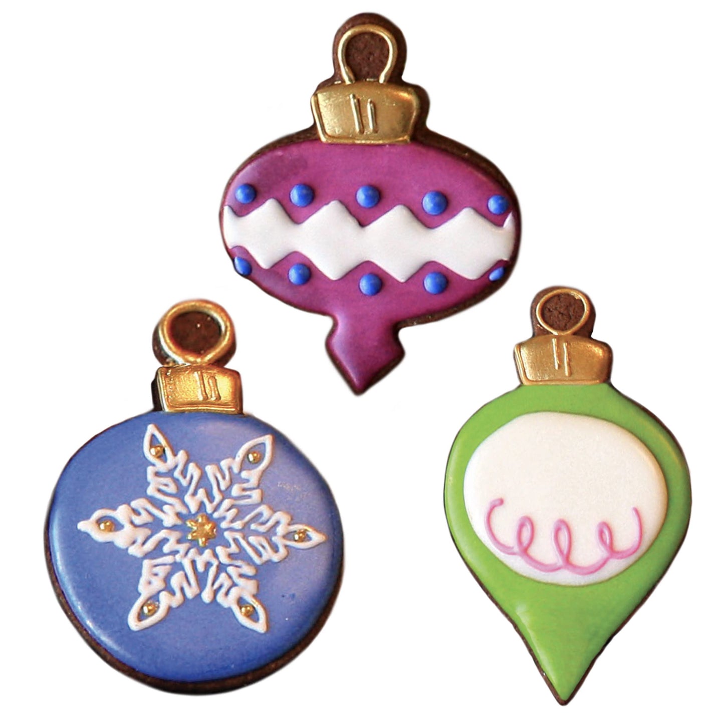 Christmas Ornaments Cookie Cutters 3-Pc Set Made in USA by Ann Clark, Teardrop Bauble, Finial, and Round Ornaments