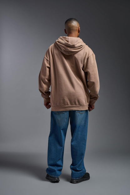 Expert Brand USA-Made Men's Oversized Heavyweight Cotton Pullover Hoodie, Desert, Large