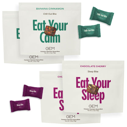 GEM Total Relaxation Bundle – Calm & Sleep Bites for Natural Stress Relief and Sleep Support | Magnesium, L-Theanine, Lemon Balm & Valerian Root | Non-Habit Forming, Vegan, No Added Sugar