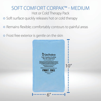 Core Products Soft Comfort CorPak, No Frost Hot and Cold Therapy Pack - 6" x 10", Made in The USA