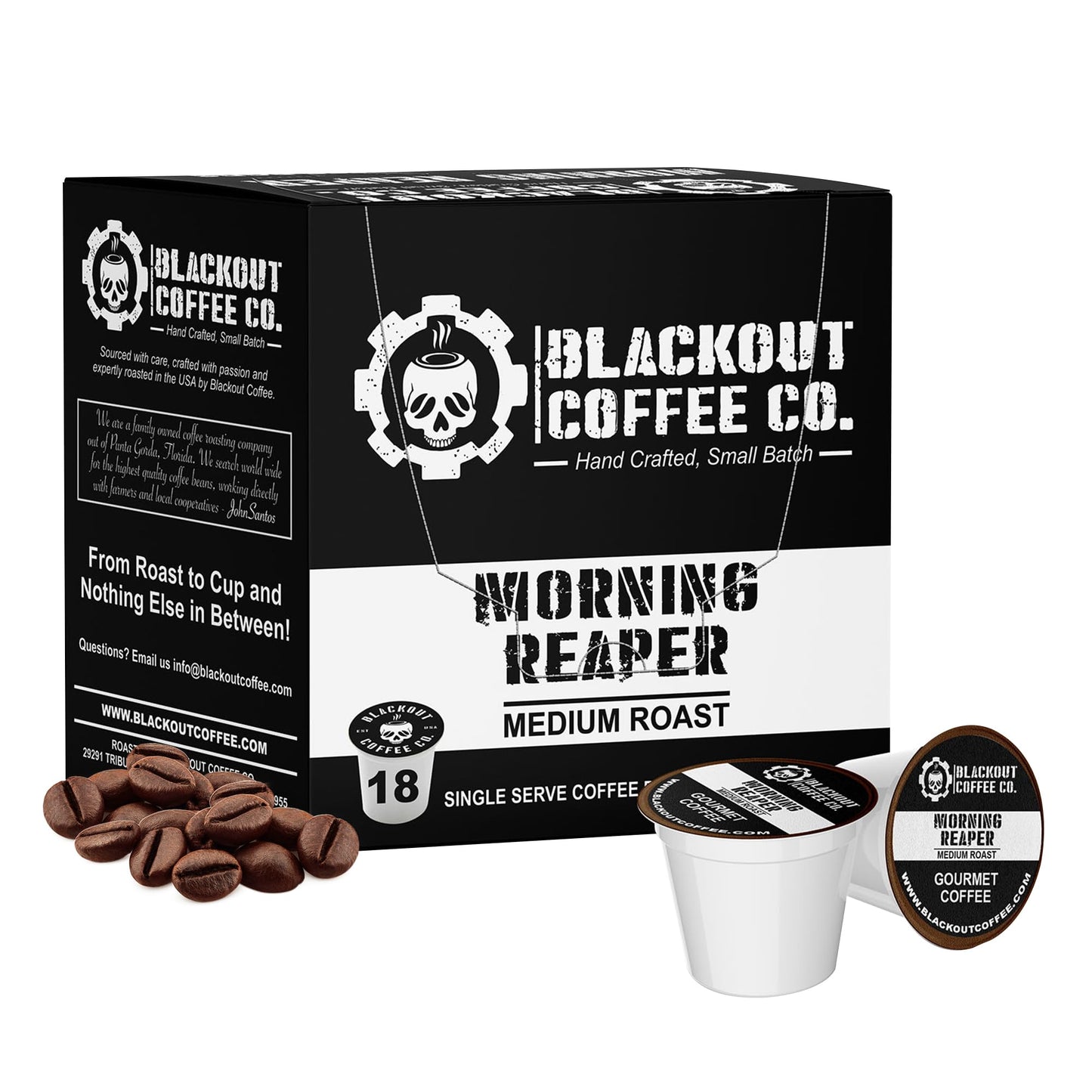 Blackout Coffee Morning Reaper K-Cups – Medium Roast Coffee Pods, Bold & Smooth Flavor, Aromatic – 18 Count, American Made