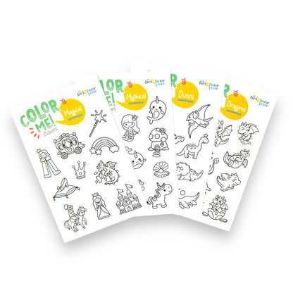A Brighter Year Color-Your-Own Sticker Bundle, Mythical & Magical Edition - 3-Pack of 8.5” x 5.5” Sheets of 10 Stickers Each – Each Sticker is 1.5-2” x 2-3” - Notebooks, Planner, Gift Wrap