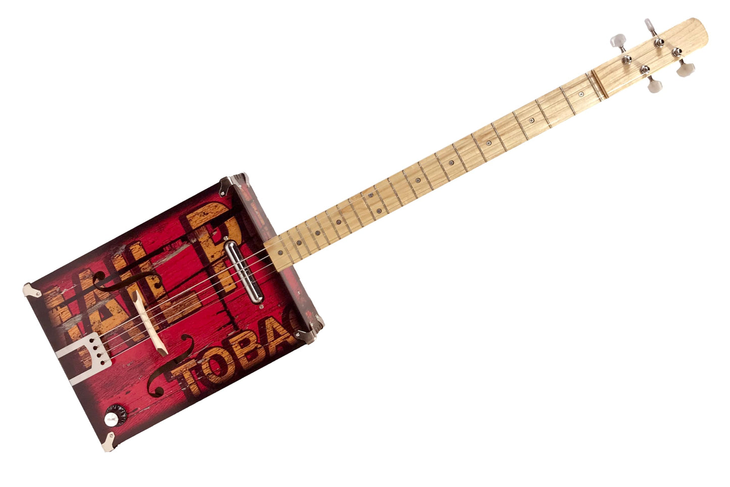 Custom-printed "Red Barn" Electric Cigar Box Guitar DIY Kit - Made in the USA (3-String)