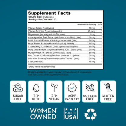 SELF NUTRITION Menopause Support for Women -All-Natural, Hormone-Free Perimenopause & Menopause Support. Unique Blend for Hot Flashes, Mood, Energy, Sleep & More. Vegan, Gluten-Free, 60 Capsules.