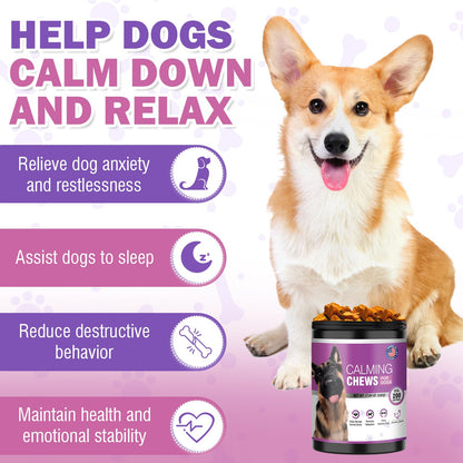 Hemp Calming Chews for Dogs (Chicken Flavor) 200pc Dog Calming Treat and Bites with Hemp Oil - Anxiety and Stress Relief Treats for Dogs Puppy Melatonin Sleep Aid Calm Dog with Noise,Thunder,Barking,Separation,Chewing