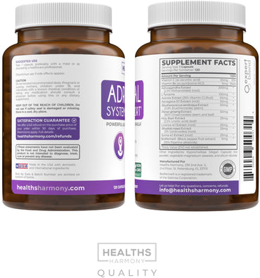 Adrenal Support & Cortisol Manager (Non-GMO) Powerful Adrenal Health with L-Tyrosine & Ashwagandha - Maintain Balanced Cortisol Levels & Stress Relief - Fatigue Supplement - 120 Capsules