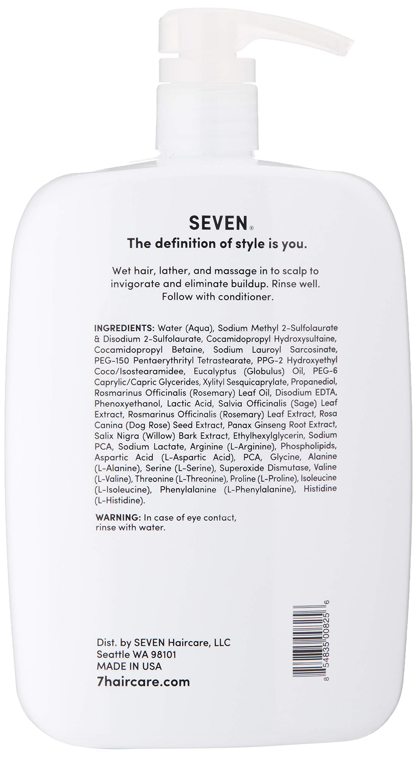 SEVEN Hair Care Cubica Clarifying Shampoo for Women & Men, Detox and Minimize Dry Scalp + Buildup with Rosemary, Eucalyptus & Rose Hip Oil, Cruelty Free, Sulfate Free, Made in USA, 32oz