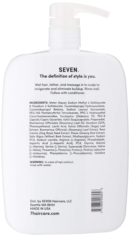 SEVEN Hair Care Cubica Clarifying Shampoo for Women & Men, Detox and Minimize Dry Scalp + Buildup with Rosemary, Eucalyptus & Rose Hip Oil, Cruelty Free, Sulfate Free, Made in USA, 32oz