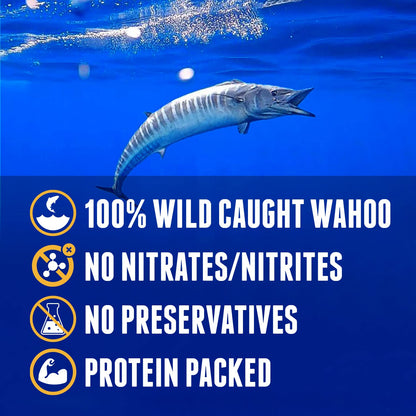 Island Citrus Wahoo Ono Fish Jerky - Zesty Umami Flavor - Artisan Crafted - Gourmet Dried Fish Strips Rich in Omega-3 & Protein - Low-Calorie Seafood Snack with Low Sodium & Sugar - 2 Ounce (3 Pack)
