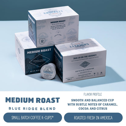 Crockett K Cups Coffee – Smooth Medium Roast Coffee Pods with Balanced Flavor, Clean Finish & All Day Energy – Convenient Single Serve for Reliable Brewing & Rich American-Made Taste