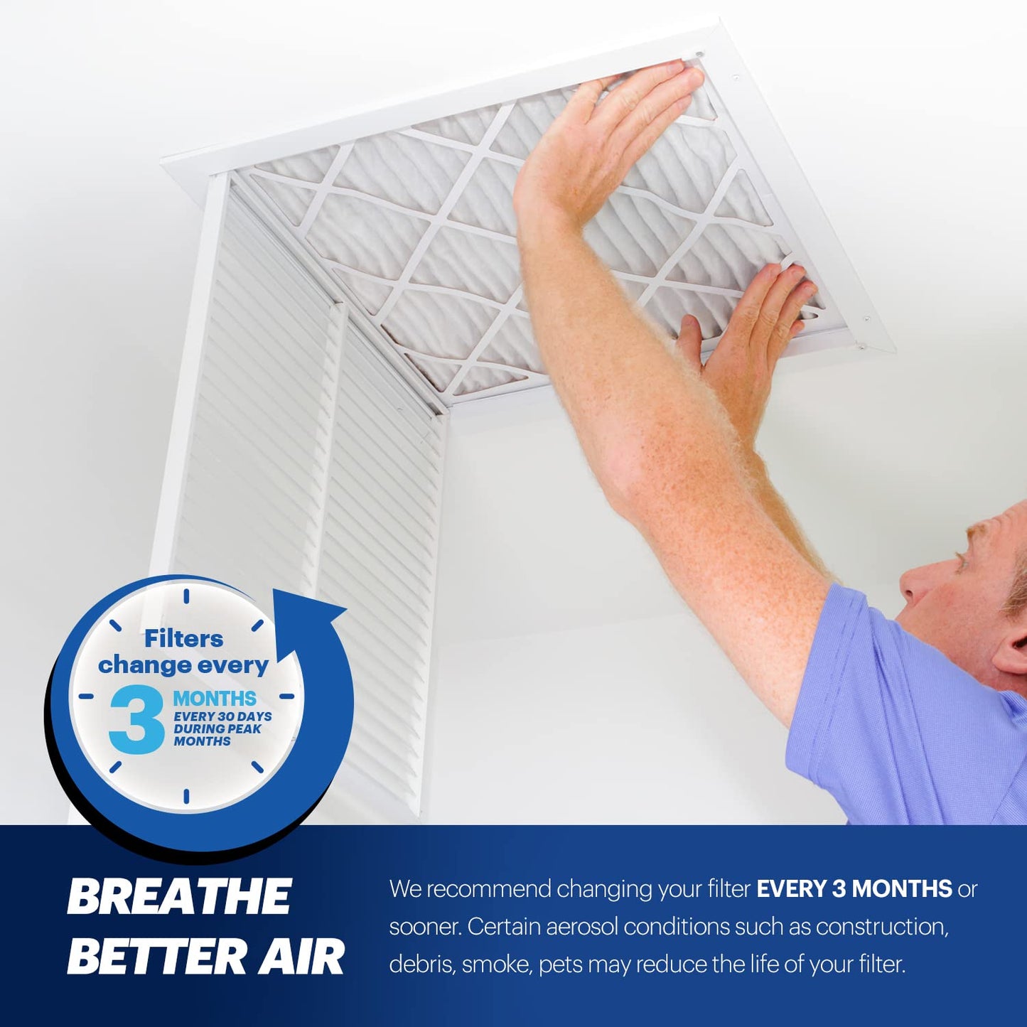 BNX TruFilter Air Filter MERV 13 - MADE IN USA - Electrostatic Pleated Air Conditioner HVAC AC Furnace Filters for Allergies, Pollen, Mold, Bacteria, Smoke, Allergen, MPR 1900 FPR 10