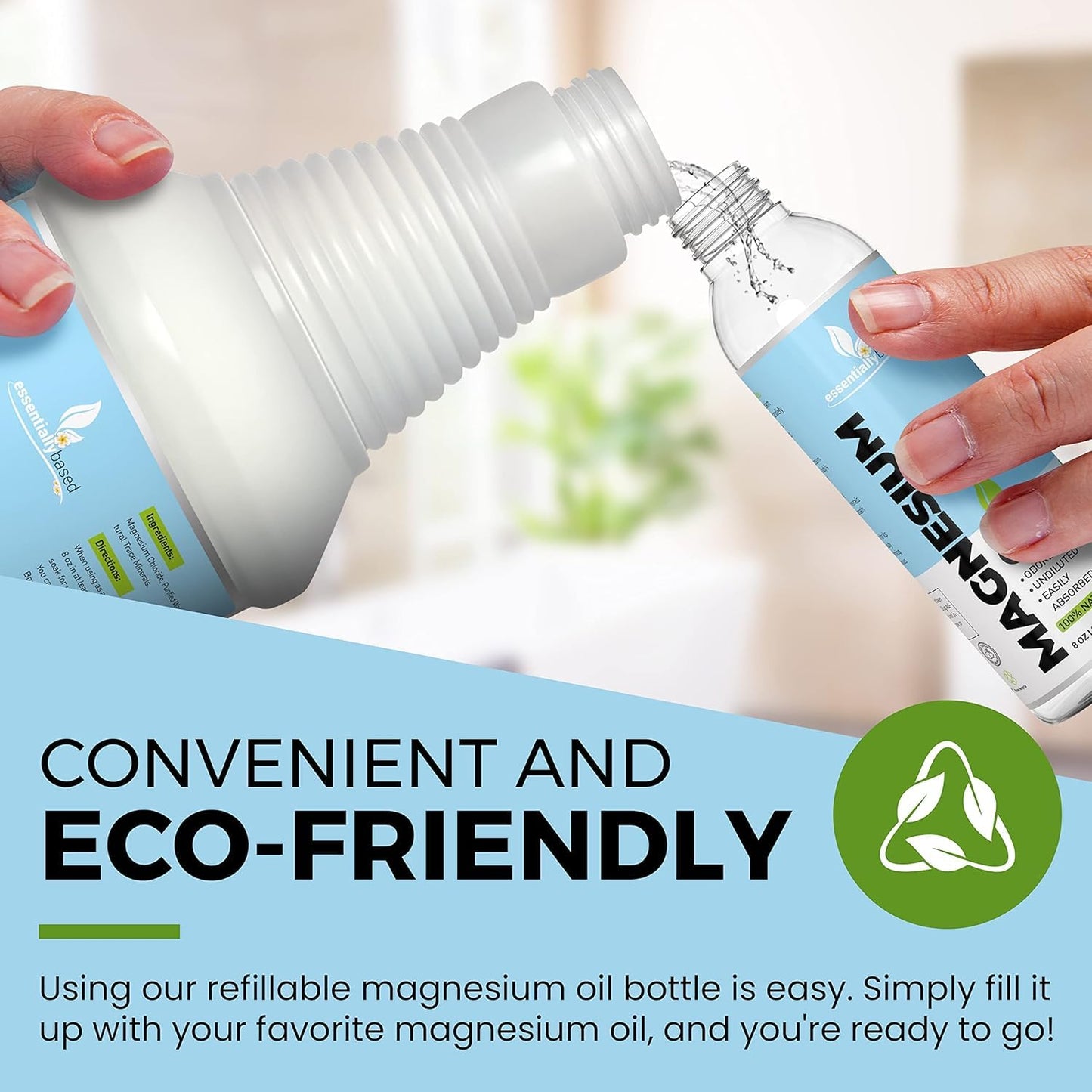 Pure Magnesium Oil Spray 8oz - Topical Magnesium Spray for Sleep Extra Strength - Less Sting - Less Itch - 100% Natural and Organic Oil - Made in USA