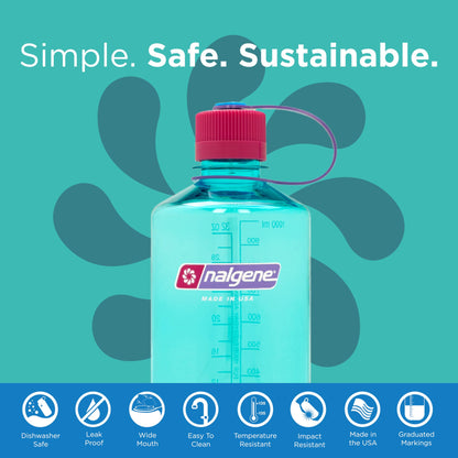 Nalgene Leak Proof Tritan BPA-Free Water Bottle - 32 oz Narrow Mouth - Made in the USA for Outdoor Use & Daily Hydration (Surfer)