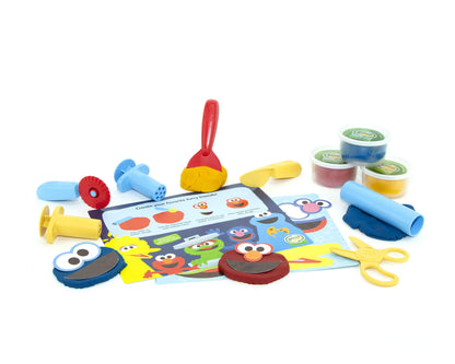 Green Toys Sesame Street Elmo & Friends Dough Activity Set - 12 Piece Pretend Play, Motor Skills, Creative Arts & Crafts Kids Toy Set. No BPA, phthalates, PVC. Dishwasher Safe Recycled Plastic Tools, Organic Dough, Made in the USA.