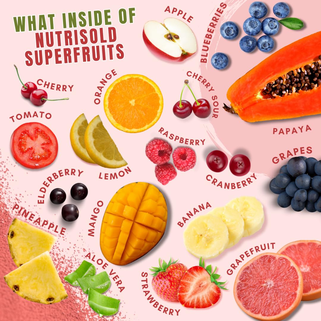 Nutrisold Fruits & Veggies Supplement – Packed with 30+ Whole Food Superfoods – Supports Energy, Immune & Digestion – 180 Capsules – Soy-Free, Non-GMO