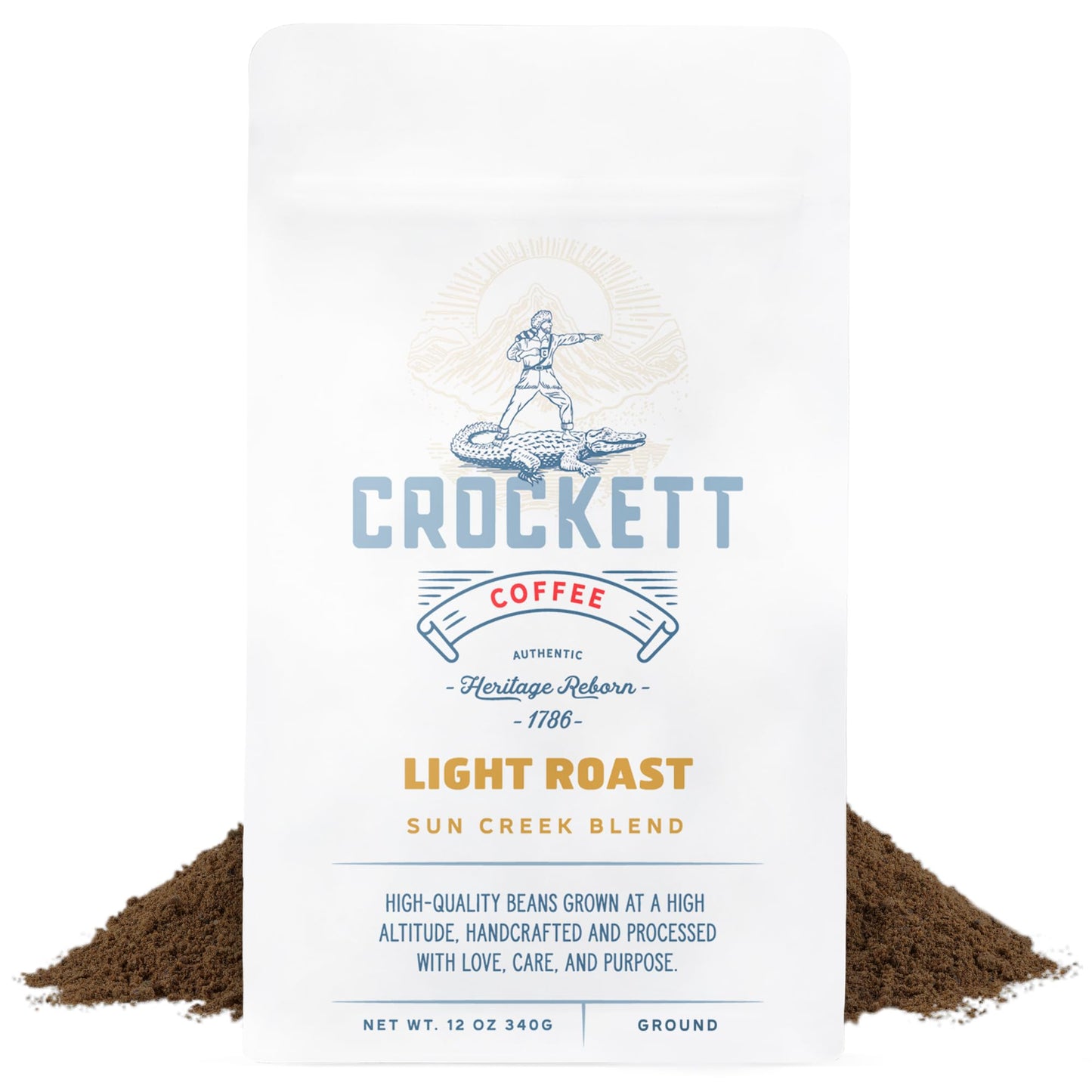 Crockett Light Roast Ground Coffee – Smooth Light Roast Ground Coffee with Bright Flavor, Crisp Finish & Gentle Strength – Perfect for Clean Brewing, Mellow Energy & Daily Coffee Drinks