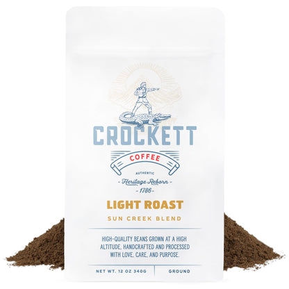 Crockett Light Roast Ground Coffee – Smooth Light Roast Ground Coffee with Bright Flavor, Crisp Finish & Gentle Strength – Perfect for Clean Brewing, Mellow Energy & Daily Coffee Drinks