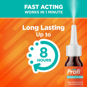 Profi™ Everyday Nasal Spray - Helps Defend Against Airborne Germs and Allergies, Lasts Up to 8 Hours, Advanced Nasal Spray for Air Travel, Work, Conferences & Indoor Gatherings - 90 Sprays, 0.29 FL OZ
