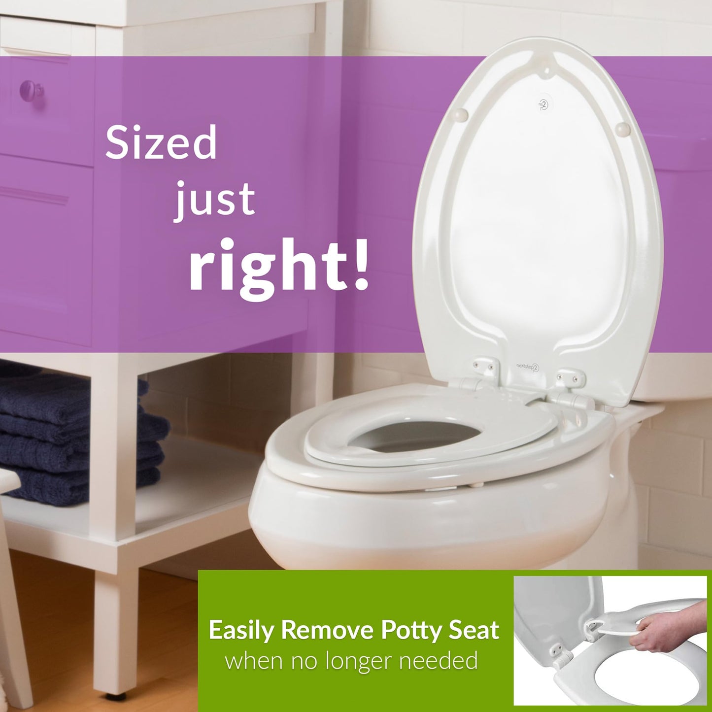 Mayfair NextStep2 Toilet Seat with Toddler Potty Training Seat Built-In, Slow Close, Easy Clean, Magnetic Removable Kids Seat, Made in USA