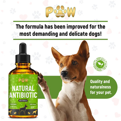 Dog Antibiotics for Infections, Cough, & Teeth Moments | Natural Antibiotics for Dogs with UTIs | Dog Allergy Relief & Canine Breath Treatment in 1 Bottle | Organic | 2 Oz