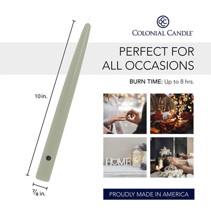 Colonial Candle 10 Inch Bayberry Scented Taper Candle, Virtually Dripless, Premium Wax with Cotton Wick, Pack of 2, Up to 10 Hour Burn - Made in The USA