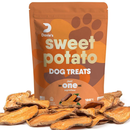 Davie's Sweet Potato Dog Treats - Healthy Dog Treats Made in USA Only, Natural Dog Treats, Healthy Dog Chews, Low Fat Dog Treats, 0.5 lb. Bag