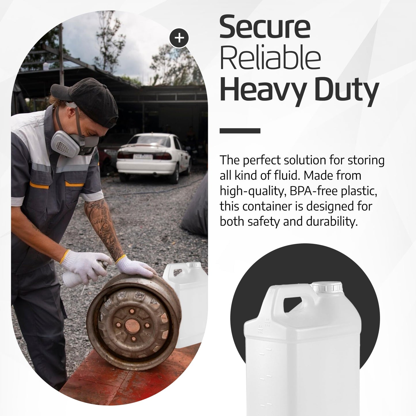 2.5 Gallon Water Jug – Water Container Heavy-Duty HDPE Carboy for Automotive Used Oil & Liquid Storage – 10 Quart Mixing Container with Secure Lid – Made in USA