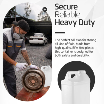 2.5 Gallon Water Jug – Water Container Heavy-Duty HDPE Carboy for Automotive Used Oil & Liquid Storage – 10 Quart Mixing Container with Secure Lid – Made in USA