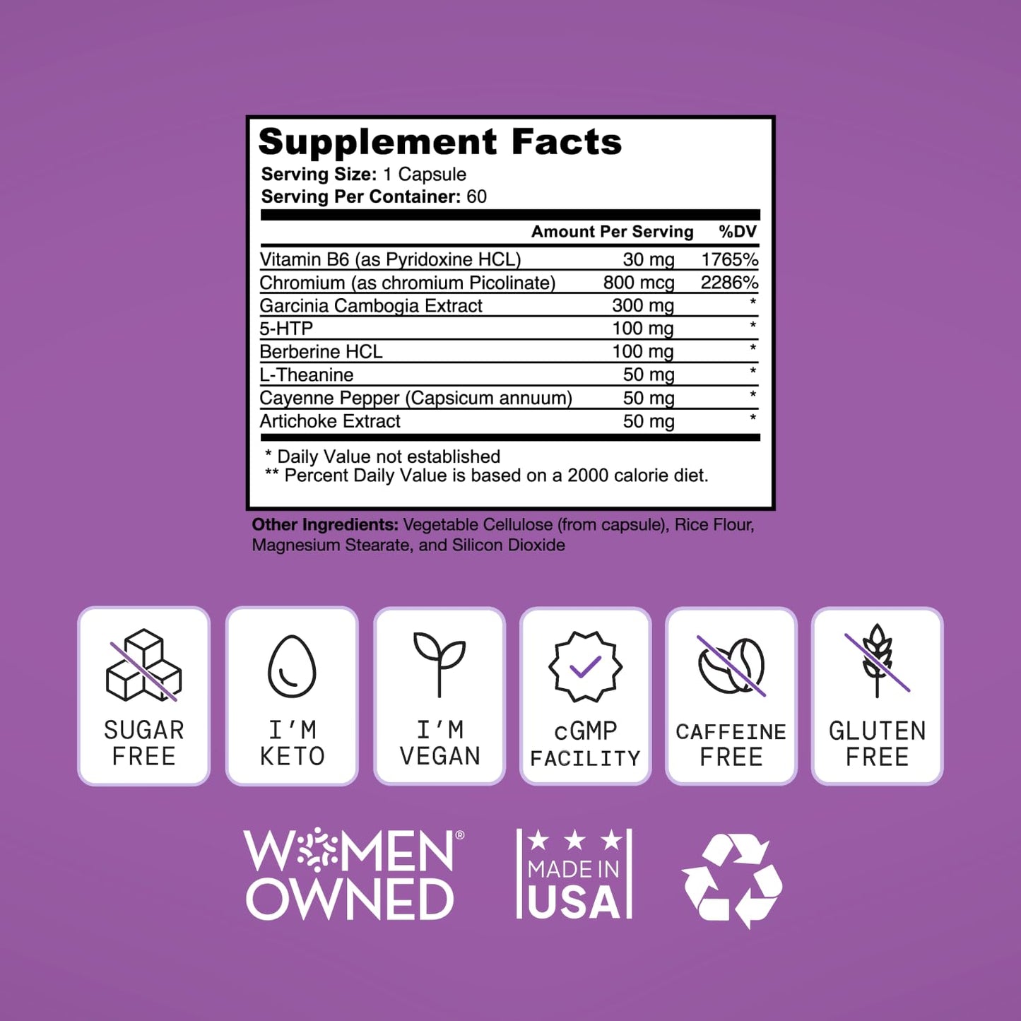 SELF NUTRITION Healthy Weight Loss Supplement for Women, Vegan, Appetite and Craving Control, Fat Burner, Metaboilism Booster, Weight Loss Supplement, Metabolism and Mood Booster - 60 Units