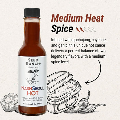 Seed Ranch Elite Heat Hot Sauce Collection, Variety Pack of 4, Medium to Spicy Bundle Gift Set, Small-Batch Organic Gourmet Sauces with Premium Ingredients, Vegan, Non-GMO, Gluten-Free