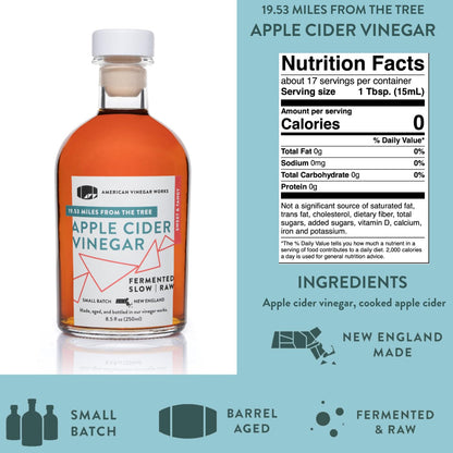 American Vinegar Works - Essentials Kitchen Vinegars - Includes Apple Cider, Red Wine, Rice Wine, and Chardonnay Wine Vinegars - Packed in a Custom Box - Great for Gifts - 8.5 oz Bottles - 4 Pack