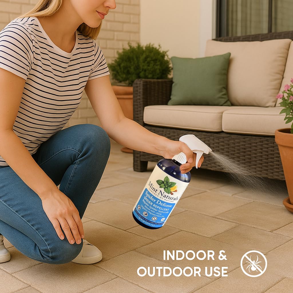 Mint Naturals Spider Defense Spray – USDA Organic Peppermint Oil Scent for Indoor Areas, Offices, Garages, RVs & Cabins – Plant-Based Mint Home Spray for Storage & Entry Points – 16 oz USA