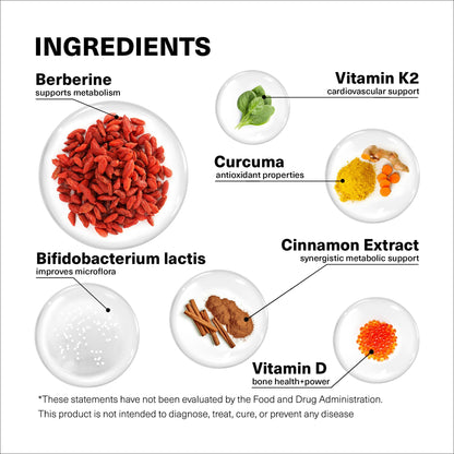 Berberine Supplement 500mg with Probiotics, Vitamin D, and Vitamin K - 60 Berberine Capsules - Berberine 500mg for Weight Balance, Water Loss, Gut Health - Berberine with Ceylon Cinnamon Supplement