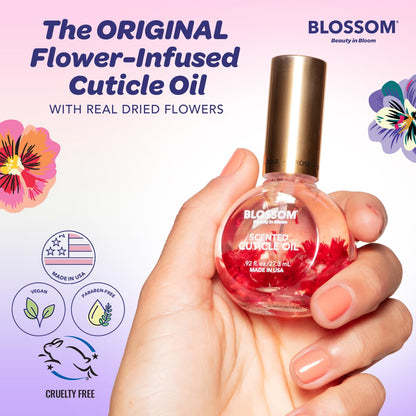 Blossom Cuticle Oil for Nails, Hydrating, Moisturizing, Scented Nail Oil Cuticle Care, Infused with Real Flowers, Made in USA, 0.92 fl. oz, Lavender
