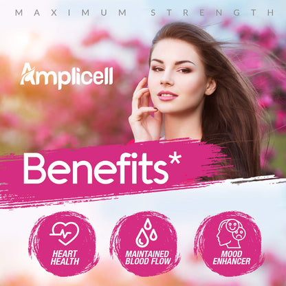 AMPLICELL Female Enhancement & Libido Booster – Energy, Hormone Balance & Mood Support with Maca Root, Horny Goat Weed, Dong Quai, Ginseng & Vitamins for Women – 60 Capsules