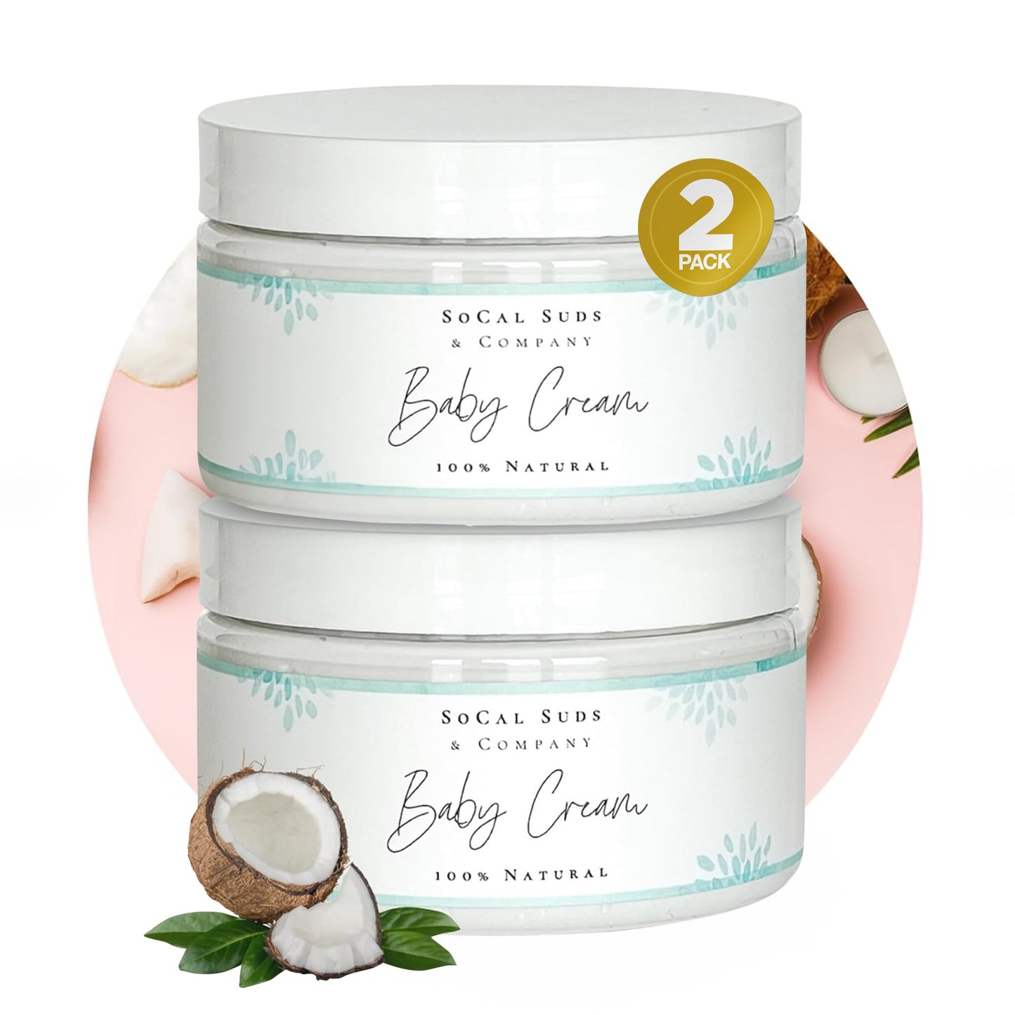 SoCal Suds & Company 4oz Natural & Organic Baby Cream- Fragrance Free- 2 Pack