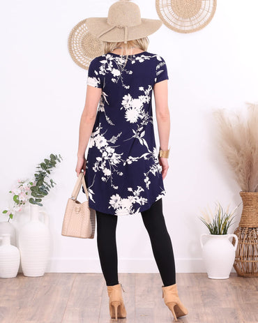 Popana Womens Short Sleeve Summer Tunic Tops to Wear with Leggings Loose Fit Made in USA Floral