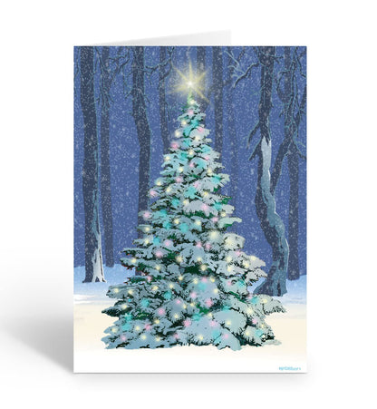 Stonehouse Collection | Christmas Tree Holiday Card - 18 Christmas Cards & Envelopes - USA Made - Tree In Forest (Standard)