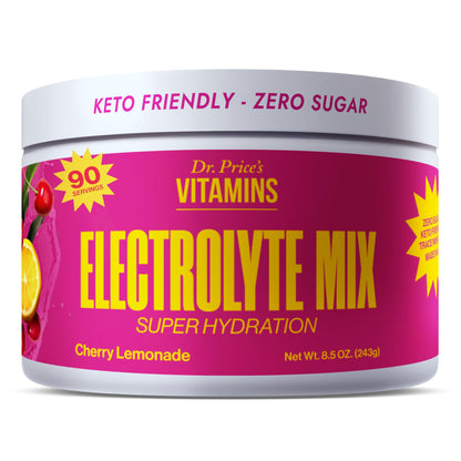 Dr. Price’s Electrolyte Mix | Sugar-Free Hydration Powder with 72+ Trace Minerals | No Sugar, Fast-Dissolving Electrolytes Powder Packets | Cherry Lemonade, 90 Servings
