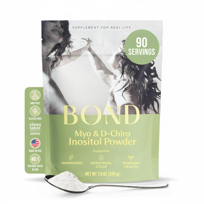 Bond Myo-Inositol & D-Chiro Inositol Powder – Hormone Balance, Cycle Regularity & Ovarian Support Supplement for Women – 40:1 Ratio Formula – Vegan, Sugar-Free, 90 Servings