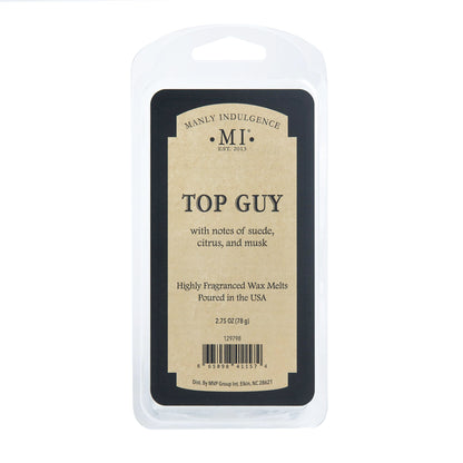 Manly Indulgence Top Guy Scented Wax Melts, Wax Melt Warmer Cubes, Long Lasting Scented Wax Warmer Cubes, 4 Pack, 6 Cubes Each - Made in The USA