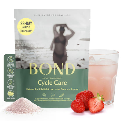 BOND Cycle Care – PMS Support Supplement & Hormone Balance for Women – Cortisol Reducer with Ashwagandha, L-Tryptophan, Magnesium, Turmeric Extract & Glutathione for Mood & Cycle Relief, 28 Servings
